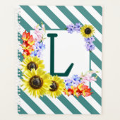 Monogramme de tournesol Rayures Turquoises (Devant)