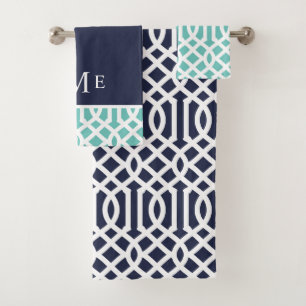 Monogramme de treillis aqua et marine