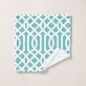 Monogramme de treillis aqua et marine (Gant de toilette)