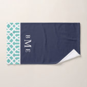 Monogramme de treillis aqua et marine (Serviette à main)