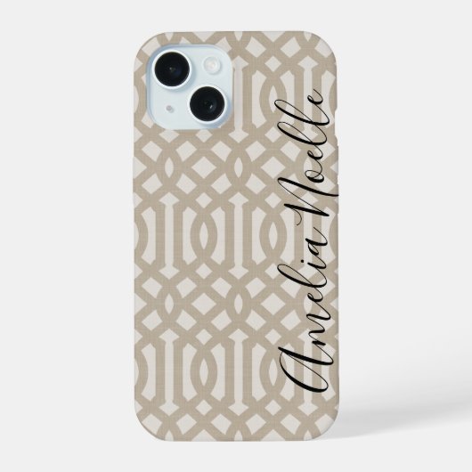 Monogramme de treillis beige rustique (Verso)