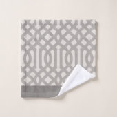 Monogramme de Trellis gris et ivoire | Ferme moder (Gant de toilette)
