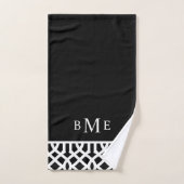 Monogramme de Trellis noir et blanc | Couleurs mod (Serviette à main)