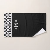 Monogramme de Trellis noir et blanc | Couleurs mod (Serviette à main)