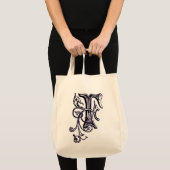 Monogramme de vigne florale pourpre 'F' - Sac (Devant (produit))