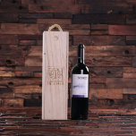 Monogramme décoratif Bois naturel Boîte à cadeaux<br><div class="desc">Une boîte à vin à bouteille unique.</div>