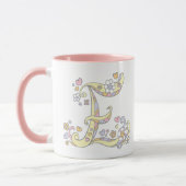Monogramme décoratif E coeurs et fleurs mug (Gauche)