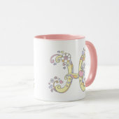 Monogramme décoratif H coeurs et fleurs mug (Devant droit)