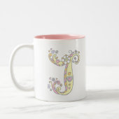 Monogramme décoratif J coeurs et fleurs mug (Gauche)