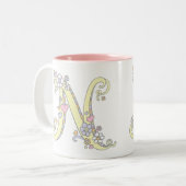 Monogramme décoratif N coeur fleurs art mug (Devant gauche)