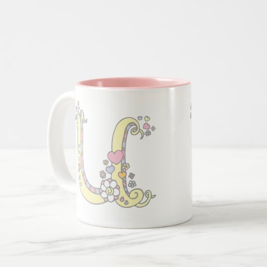 Monogramme décoratif U coeurs et fleurs mug (Devant gauche)