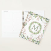 Monogramme Delicate Sage rose Floral Journal/Plann (Devant avec enveloppe)