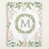 Monogramme Delicate Sage rose Floral Journal/Plann (Devant)