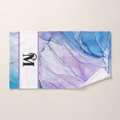 Monogramme d'encre d'alcool marbrée bleu et violet (Serviette à main)