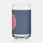Monogramme | Dénim Bleu, Cadre Cercle Blanc Rouge (Gauche)