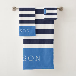 Monogramme des rayures bleu et marine