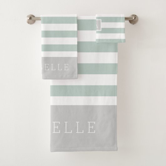 Monogramme des rayures de menthe et de gris | Coul (En situation)