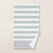 Monogramme des rayures de menthe et de gris | Coul (Serviette à main)
