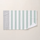 Monogramme des rayures de menthe et de gris | Coul (Serviette à main)