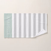 Monogramme des rayures de menthe et de gris | Coul (Serviette à main)