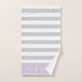 Monogramme des rayures Lilac et Grey | Couleurs mo (Serviette à main)