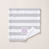 Monogramme des rayures Lilac et Grey | Couleurs mo (Gant de toilette)