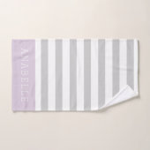 Monogramme des rayures Lilac et Grey | Couleurs mo (Serviette à main)