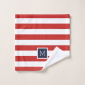 Monogramme des rayures rouge et marine (Gant de toilette)