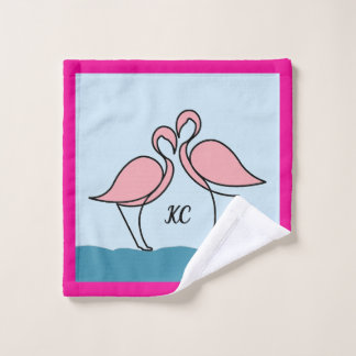 Monogramme Deux Flamants roses roses sur l'eau