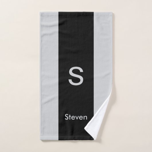 Monogramme deux tons moderne noir et gris (Serviette à main)