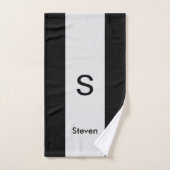 Monogramme Deux tons moderne noir et gris clair (Serviette à main)