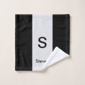 Monogramme Deux tons moderne noir et gris clair (Gant de toilette)