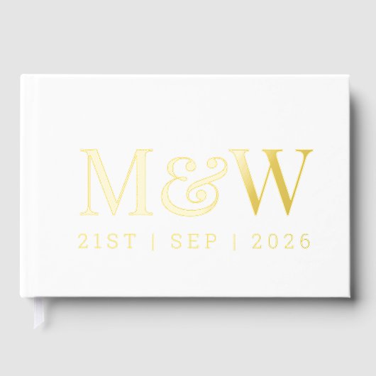 Monogramme d'huile d'or blanc moderne Initiales ma (Recto)