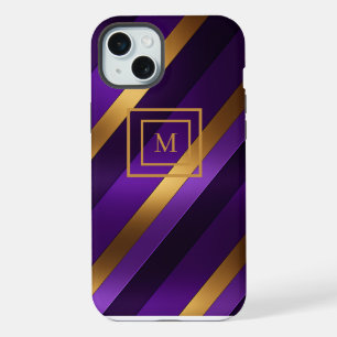 Monogramme diagonale violet et or
