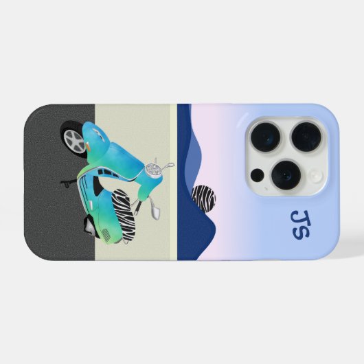 Monogramme d'illustration de la lune de scooter Ze (Verso Horizontal)