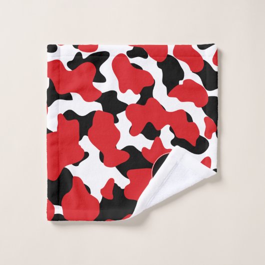 Monogramme d'impression de vache noire rouge tenda (Gant de toilette)