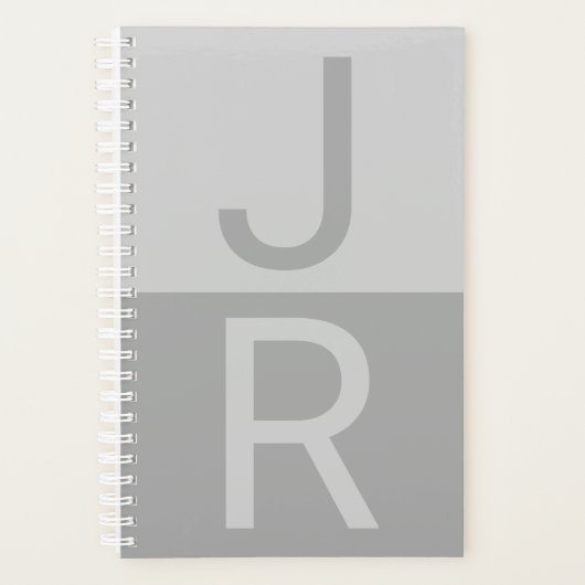 Monogramme d'initiales Modernes Gris Clair & Gris (Devant)