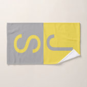 Monogramme d'initiales modernes jaune et gris (Serviette à main)
