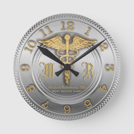 Monogramme Docteur en argent horloge clinique Médi (Recto)