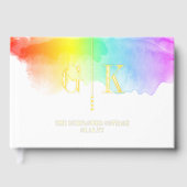 Monogramme d'or Aquarelle arc-en-ciel Mariage LGBT (Recto)