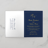 Monogramme d'or bleu marine Faire-part de mariage  (Mise à l'extérieur)