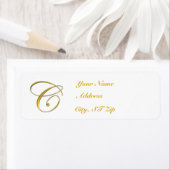 Monogramme d'or C Étiquettes de adresse (En situation)