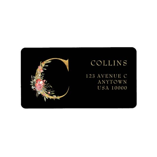 Monogramme d'or classique C avec Étiquette de fleu (Devant)