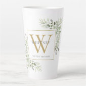Monogramme d'or Élégante verdure moderne Latte Mug (Devant)