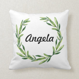 Monogramme d'or floral Coussin personnalisé initi