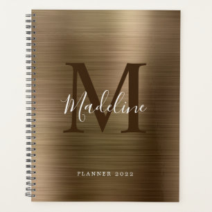 Monogramme d'or métallique simple brossé