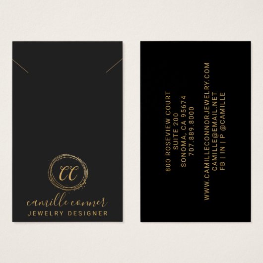 Monogramme d'or minimum - Collier de créateur de b (Devant & derrière)