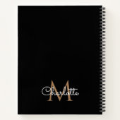 Monogramme d'or noir Élégant Carnet de script de f (Dos)
