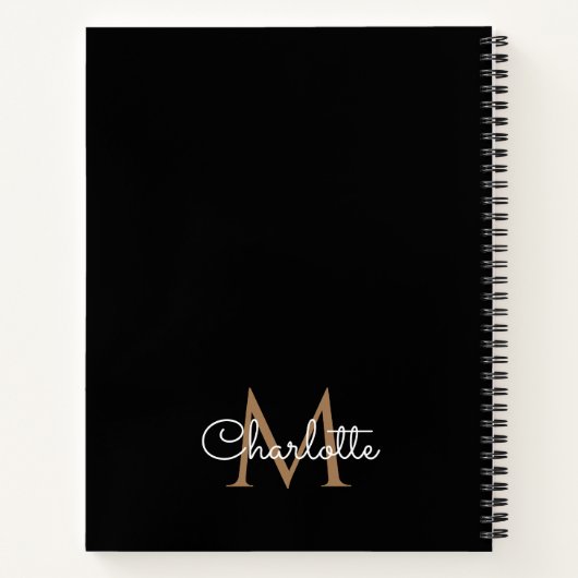 Monogramme d'or noir Élégant Carnet de script de f (Dos)