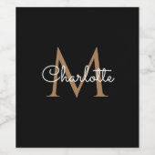 Monogramme d'or noir Élégant Script Étiquette de v (Étiquettes simples)